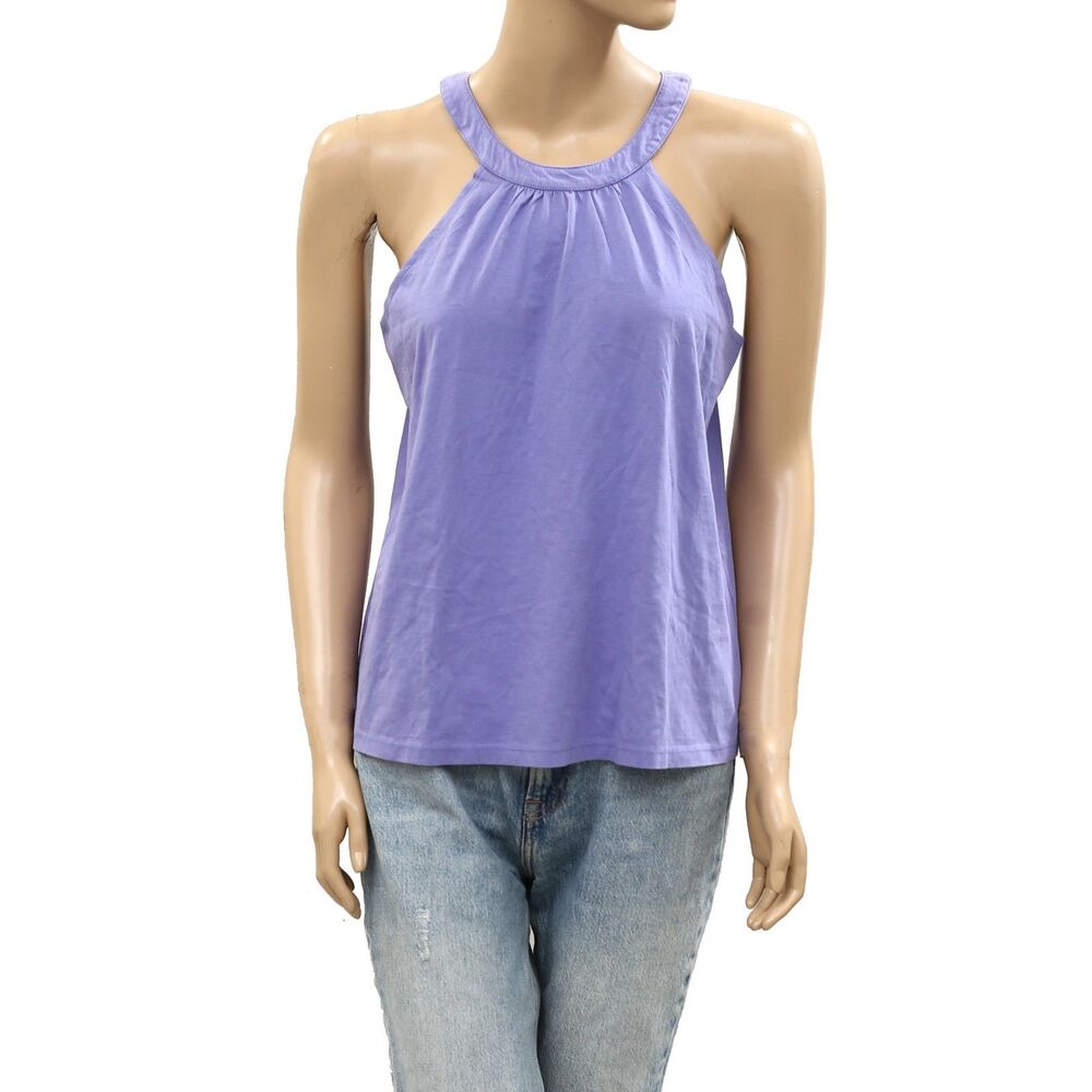 Lilly Pulitzer Jerrica Blouse Tank Top Halter Sleeveless Solid Cotton S 287503